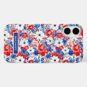 Coques Case-Mate iPhone Fleurs Patriotiques Monogrammées (Verso (horizontal))