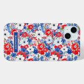 Coques Case-Mate iPhone Fleurs Patriotiques Monogrammées (Verso (horizontal))