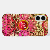 COQUES Case-Mate iPhone FLEURS, PEACOCKS ET DRAGONS GEM STONE MONOGRAM (Verso (horizontal))