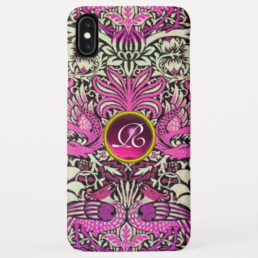 COQUES Case-Mate iPhone FLEURS, PEACOCKS ET DRAGONS GEM STONE MONOGRAM (Dos)
