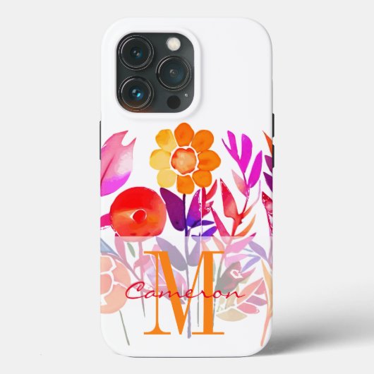 Coques Case-Mate iPhone Fleurs personnalisées avec monogramme et nom (Verso)