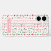Coques Case-Mate iPhone Fleurs personnalisées rayées roses (Verso (horizontal))