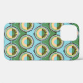Coques Case-Mate iPhone Fleurs pliées : motif rétro bleu-vert. (Verso (horizontal))