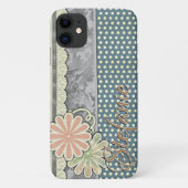 Coques Case-Mate iPhone Fleurs, Pois & dentelle (vert) (Dos)