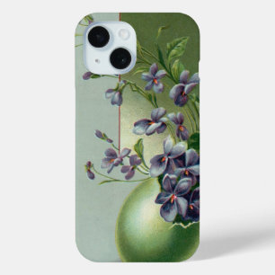 Coque Pour iPhone 15 Fleurs pourpres florissantes vintages dans un oeuf
