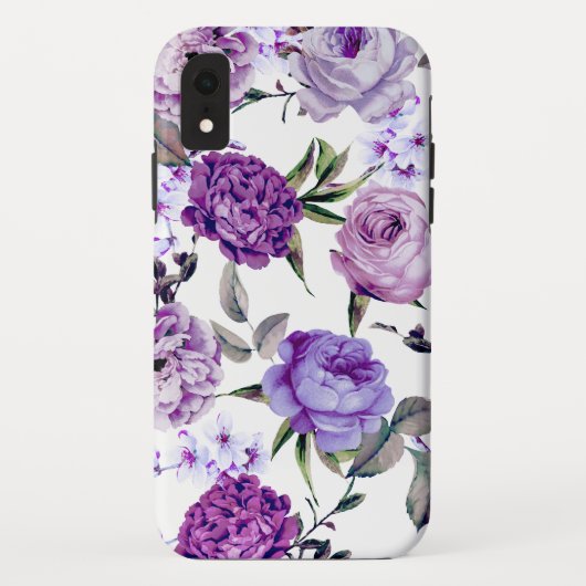 Coques Case-Mate iPhone Fleurs pourpres lilas violettes Girly élégantes (Dos)