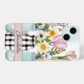 Coques Case-Mate iPhone Fleurs printanières dans Mason Jar Design avec nom (Verso (horizontal))