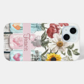 Coques Case-Mate iPhone Fleurs printanières dans Mason Jar Design avec nom (Verso (horizontal))