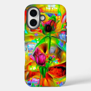 Coques iPhone 16 Fleurs psychédéliques Abstraites
