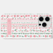 Coques Case-Mate iPhone Fleurs rayées rose personnalisées (Verso (horizontal))