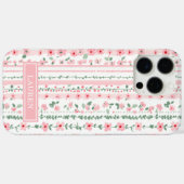 Coques Case-Mate iPhone Fleurs rayées rose personnalisées (Verso (horizontal))