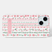 Coques Case-Mate iPhone Fleurs rayées rose personnalisées (Verso (horizontal))