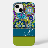 Coques Case-Mate iPhone Fleurs rétro colorées avec Monogramme (Verso)
