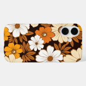 Coques Case-Mate iPhone Fleurs Rétro Hippie Beige Jaune Marron Orange (Verso (horizontal))