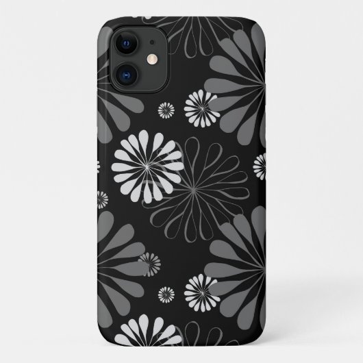 Coques Case-Mate iPhone Fleurs rétro noir et blanc (Dos)