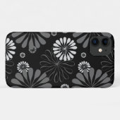 Coques Case-Mate iPhone Fleurs rétro noir et blanc (Dos (Horizontal))