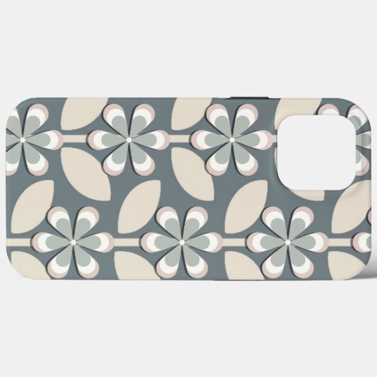 Coques Case-Mate iPhone Fleurs Rétro Vert Sage (Verso (horizontal))