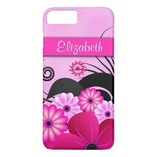 Coques Case-Mate iPhone Fleurs rose chaud moderne Fuchsia Floral Slim (Dos)