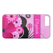 Coques Case-Mate iPhone Fleurs rose chaud moderne Fuchsia Floral Slim (Dos (Horizontal))