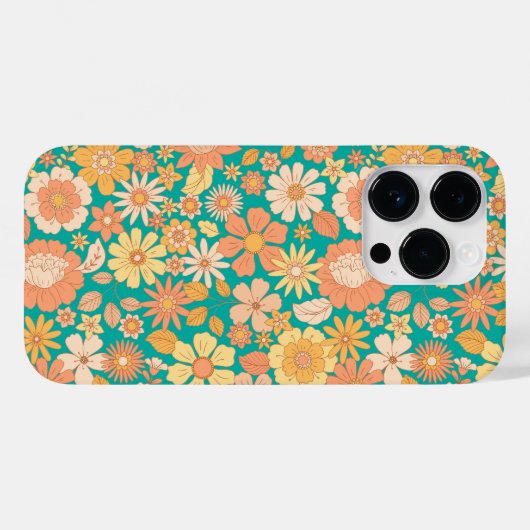 Coques Case-Mate iPhone fleurs rose et orange motif (Verso (horizontal))