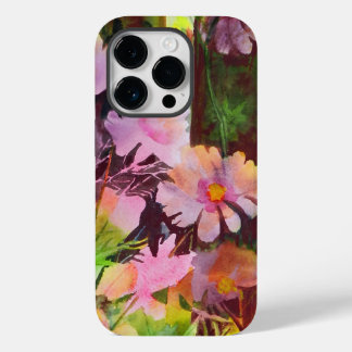 Coque Pour iPhone 14 Pro Fleurs roses Abstraites Artistic Dark