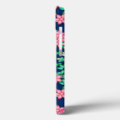 Coques Case-Mate iPhone Fleurs roses, arrière - plan bleu foncé (Verso / Gauche)