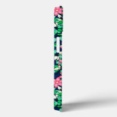 Coques Case-Mate iPhone Fleurs roses, arrière - plan bleu foncé (Verso / Droite)