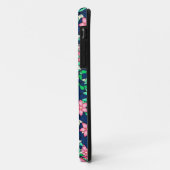 Coques Case-Mate iPhone Fleurs roses, arrière - plan bleu foncé (Dos/Gauche)
