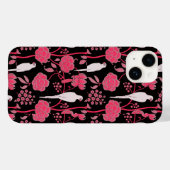 COQUES Case-Mate iPhone FLEURS ROSES ART DÉCO, PAROIS BLANCS SUR NOIR (Verso (horizontal))