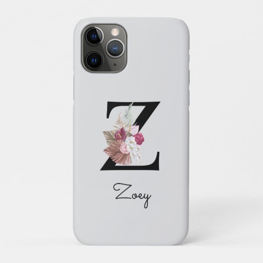 Coques Case-Mate iPhone Fleurs roses avec initiale Z brodée (Dos)