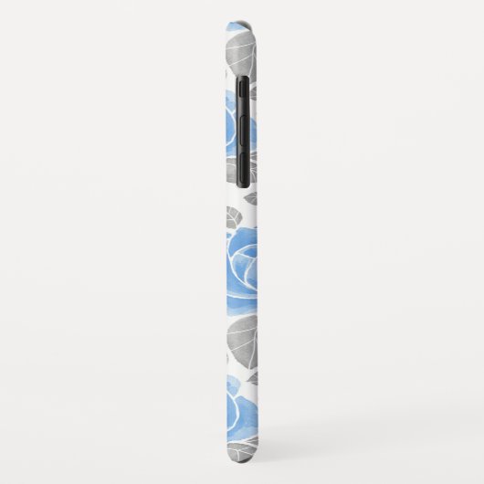 Coques Case-Mate iPhone Fleurs roses bleues. Motif aquarelle (Dos/Gauche)