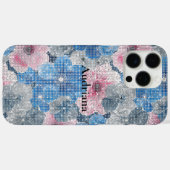 Coques Case-Mate iPhone Fleurs roses bleues scintillent (Verso (horizontal))