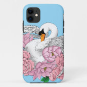Coques Case-Mate iPhone Fleurs roses cygnes blanches (Dos)