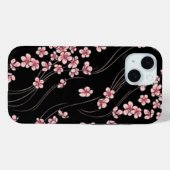 Coques Case-Mate iPhone Fleurs roses de cerisiers sur le noir de souris Pa (Verso (horizontal))