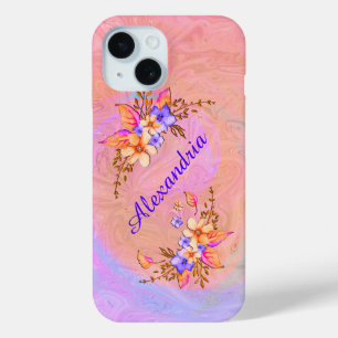 Coque Pour iPhone 15 Fleurs roses du jardin Floral Aquarelle Personnali