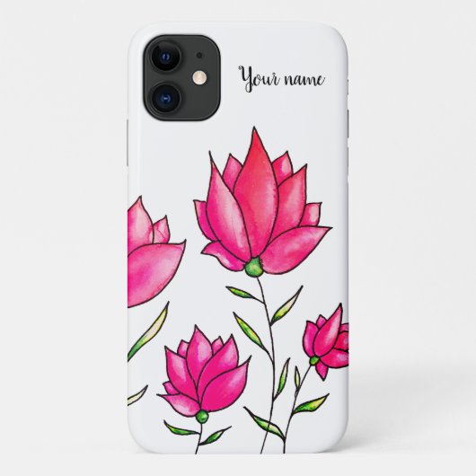 Coques Case-Mate iPhone Fleurs roses Elégant Nom Floral (Dos)