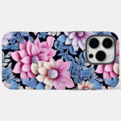 Coques Case-Mate iPhone Fleurs roses en relief (Verso (horizontal))