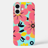 Coques Case-Mate iPhone Fleurs roses et jaunes sur Sky Blue Dopamine (Verso)