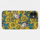 Coques Case-Mate iPhone Fleurs roses et oiseaux dorés (Dos (Horizontal))