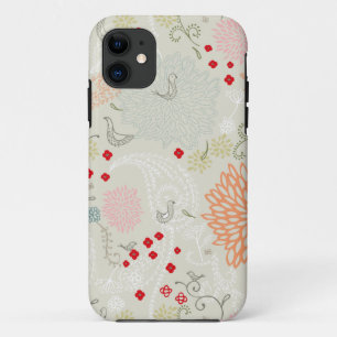 Etui iPhone Case-Mate Fleurs roses et petit papier peint d'oiseaux