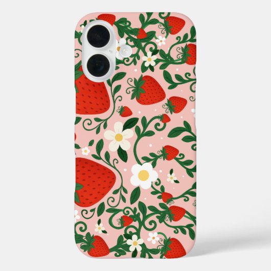 Coques Case-Mate iPhone Fleurs roses et rouges de fraise mignonnes (Verso)