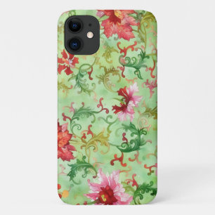 Case-Mate iPhone Case Fleurs roses et vertes Style Vintage Art Floral