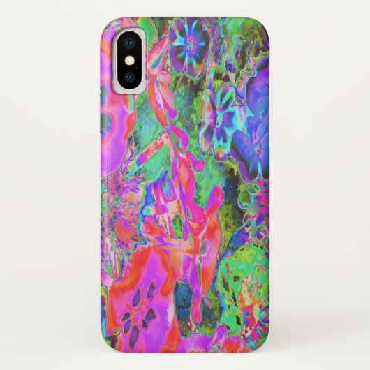 Coques Case-Mate iPhone Fleurs roses et violettes psychédéliques tripantes (Dos)