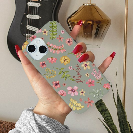 Coques Case-Mate iPhone Fleurs roses Floral Botanical Feminine Nom de la f