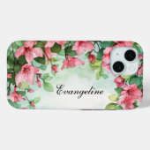 Coques Case-Mate iPhone Fleurs roses Mariage de verdure (Verso (horizontal))