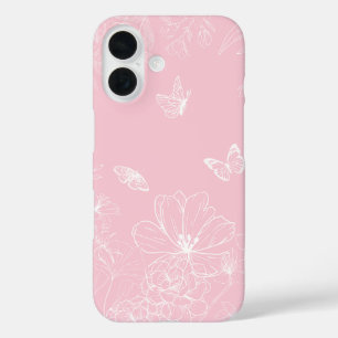 Coques iPhone 16 Fleurs roses Motif, Floral, Motif, Minimaliste