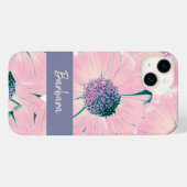 Coques Case-Mate iPhone Fleurs roses Nom personnalisable Moderne (Verso (horizontal))