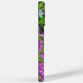 Coques Case-Mate iPhone Fleurs roses Papillon vert | Nom personnalisé (Verso / Droite)