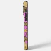 Coques Case-Mate iPhone Fleurs roses, papillons dorés et votre nom (Verso / Gauche)