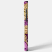 Coques Case-Mate iPhone Fleurs roses personnalisées Papillons dorés Nom (Verso / Gauche)